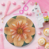 Oranje Collarette Dahlia Floral Papieren Bordje (Feest)