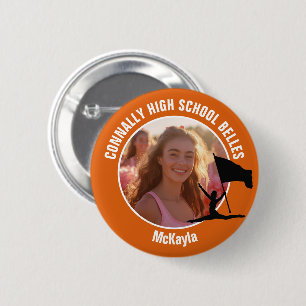 Oranje Color Guard Foto Hoge School Danser Ronde Button 5,7 Cm