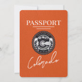 Oranje Colorado Passport Bruiloft Kaart (Achterkant)