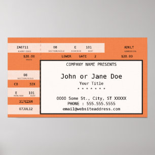 oranje concertkaartje poster