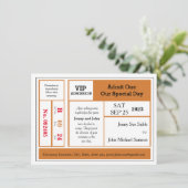 Oranje  Concertkaartje Trouwuitnodiging Kaart (Staand voorkant)