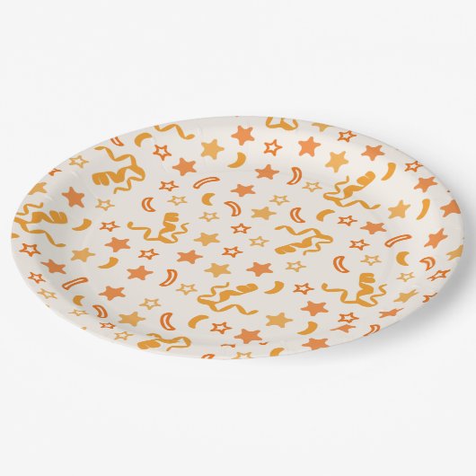 Oranje Confetti Papieren Bordje (Gekanteld)