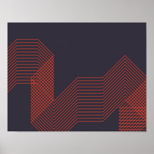 Oranje, coole, eenvoudige driehoekige decoratieve poster