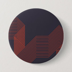 Oranje, coole, eenvoudige driehoekige decoratieve  ronde button 7,6 cm