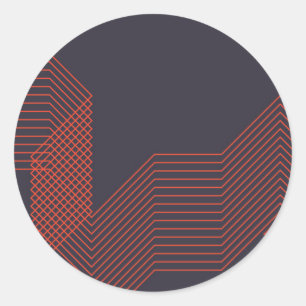Oranje, coole, eenvoudige driehoekige decoratieve ronde sticker