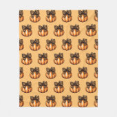Oranje Coquette Herfst Halloween Leopart Pompoen Fleece Deken (Voorkant)