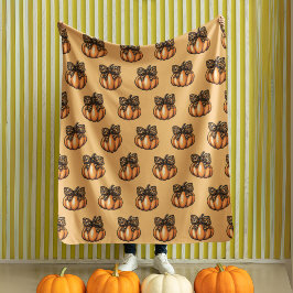 Oranje Coquette Herfst Halloween Leopart Pompoen Fleece Deken