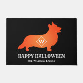 Oranje Corgi Happy Halloween familienaam Deurmat (Voorkant)