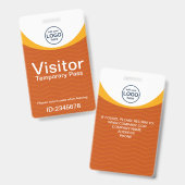 Oranje Corporate Visitor Pass ID Aangepaste Logo Badge (Voor- en achterkant)