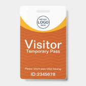 Oranje Corporate Visitor Pass ID Aangepaste Logo Badge (Voorzijde)