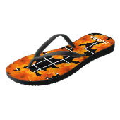 Oranje Cosmos Flower Graphic Black White Teenslippers (Schuin)