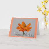 Oranje Cosmos Happy Birthday Wenskaart Kaart (Gele Bloem)