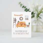 Oranje Couch | Cute Friendsgiving Thanksgiving Feestdagenkaart (Staand voorkant)