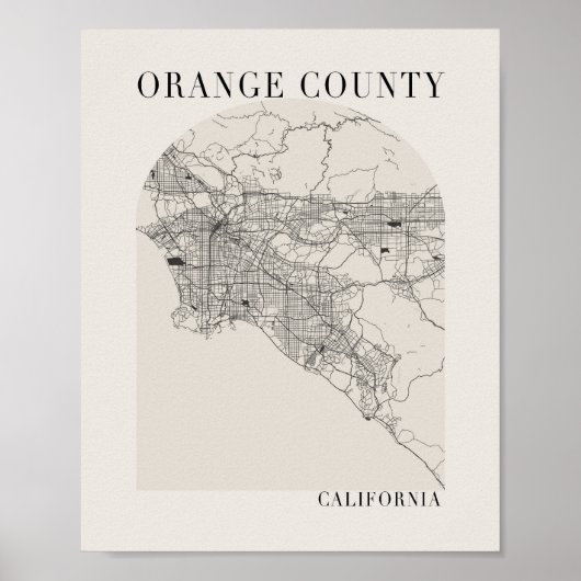 Oranje County California Boho Arch Beige Poster (Voorkant)