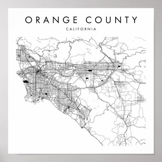 Oranje County California Minimal Modern Street Map Poster (Voorkant)