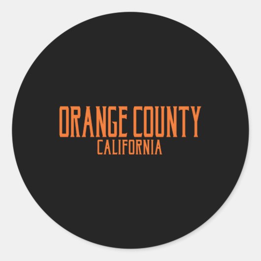 Oranje County California Tekst Oranje Print Ronde Sticker (Voorkant)