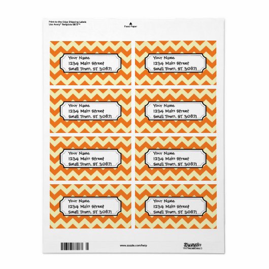 Oranje Cream Citrus Chevron ZigZag Stripes Gifts Etiket (Full Sheet)
