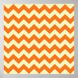 Oranje Cream Citrus Chevron ZigZag Stripes Gifts Poster
