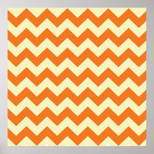 Oranje Cream Citrus Chevron ZigZag Stripes Gifts Poster (Voorkant)