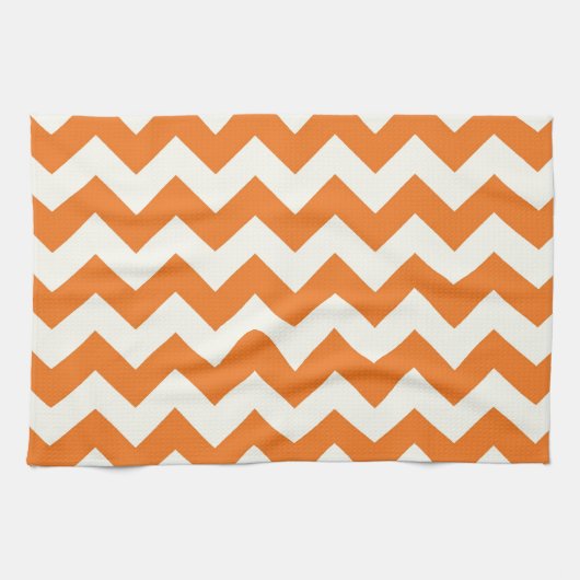 Oranje Cream Citrus Chevron ZigZag Stripes Gifts Theedoek (Horizontaal)