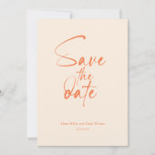 Oranje Cream-minimalistisch vet Opslaan datumscrip Kaart (Voorkant)