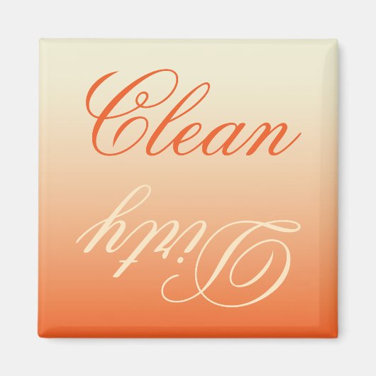 Oranje Cream Ombre Vaatwasser Clean/Dirty Magnet (Voorkant)