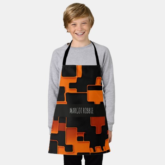 Oranje creatieve doolhof vierkanten Abstract Patte Schort (Gedragen)