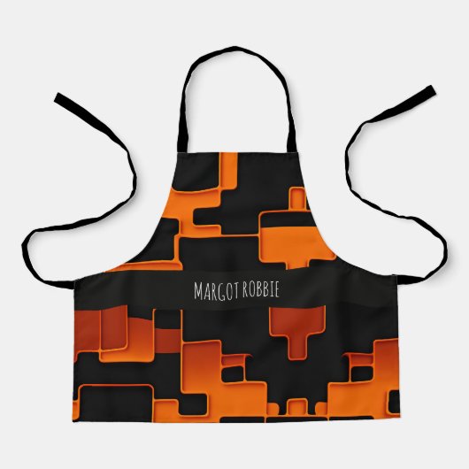 Oranje creatieve doolhof vierkanten Abstract Patte Schort (Voorkant)