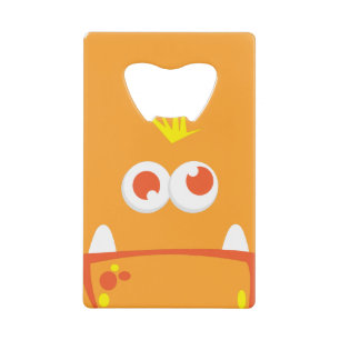 Oranje creditcard voor Monster Face Open Creditkaart Flessenopener