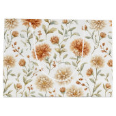 Oranje Crème Bloemen Bruiloftsfeest Groot Cadeauzakje (Achterkant)