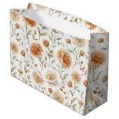 Oranje Crème Bloemen Bruiloftsfeest Groot Cadeauzakje (Achterkant Gekanteld)