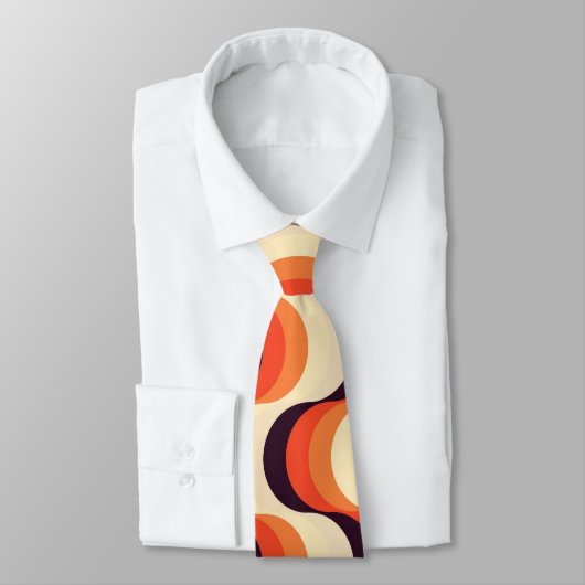 Oranje, crème, bruine retro-films Abstracte kunst Stropdas (Gebonden)