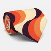 Oranje, crème, bruine retro-films Abstracte kunst Stropdas (Opgerold)