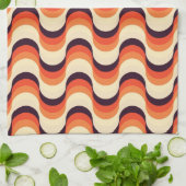 Oranje, crème, bruine retro-films Abstracte kunst Theedoek (Gevouwen)