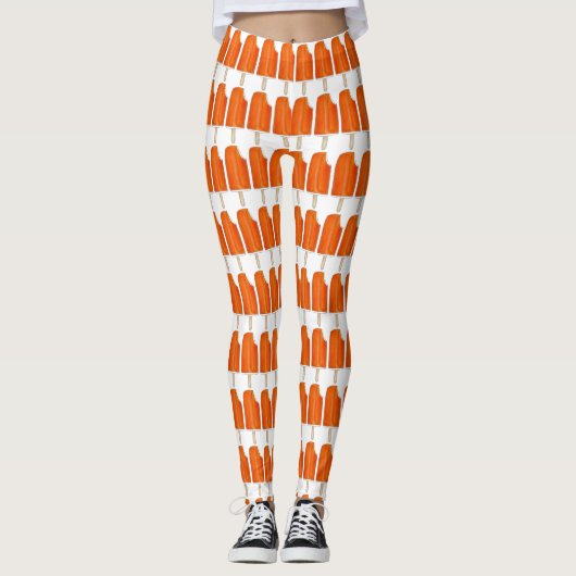 Oranje Creme Creamsicle Ice Cream Popsiche Print Leggings (Voorkant)