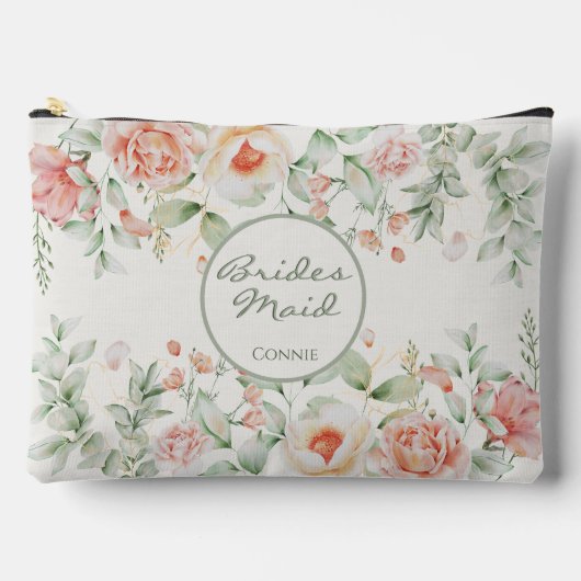 Oranje crème en salie bloemenbruidsmeisje etui (Voorkant)