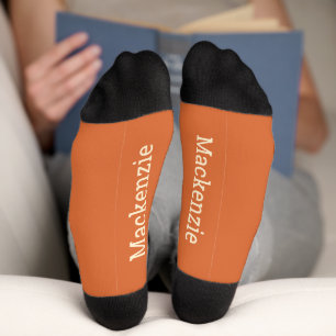 Oranje Crème Persoonlijke Naam Monogram Onderkant Sokken
