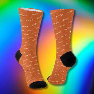 Oranje Crème Socks met Persoonlijke Naam en Tekst Sokken