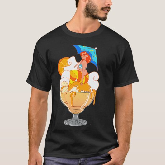 Oranje crème zeemeermin t-shirt (Voorkant)