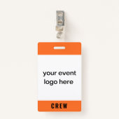 Oranje Crew Staff Event Badge (Voorkant met clip)