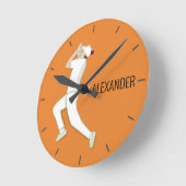 Oranje Cricketer Bowling Ronde Klok (Hoek)