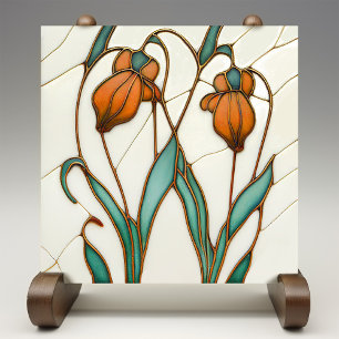 Oranje Crocus Wall Decor Art Nouveau Art Deco Tegeltje