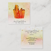 ~ Oranje Crystal Cluster Pastel Rainbow Stars Vierkante Visitekaartje (Voorkant / Achterkant)