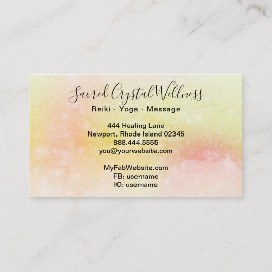 ~ Oranje Crystal Cluster Pastel Rainbow Visitekaartje (Achterkant)