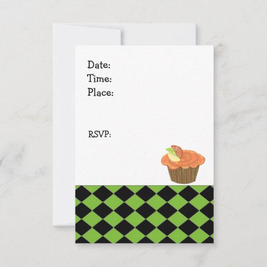 Oranje Cupcake Birthday Uitnodiging (Achterkant)