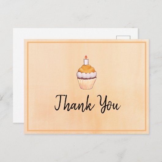 Oranje Cupcake Hartelijk dank Briefkaart (Voorkant / Achterkant)