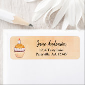 Oranje Cupcake Waterverf Adres Etiket (Insitu)