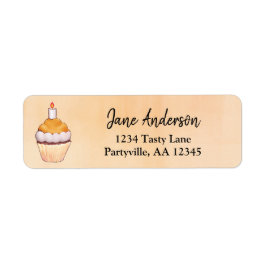 Oranje Cupcake Waterverf Adres Etiket