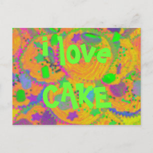 Oranje Cupcakes 'i love CAKE'-briefkaart Briefkaart