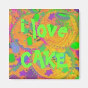 Oranje cupcakes "i love cake" koelkast magnet